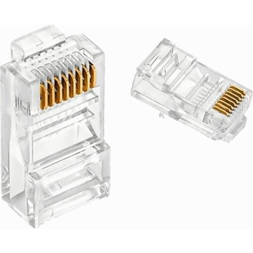 30PCS Cat5e UTP 8P8C RJ45 Connector Gold Plated Highly Transparent Network Cable Unshielded Module Plug
