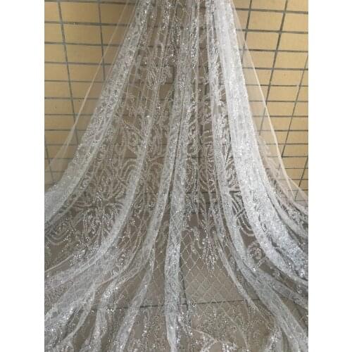 Wedding embroidered Lace fabric SYJ-688810 African beaded lace for nice dress