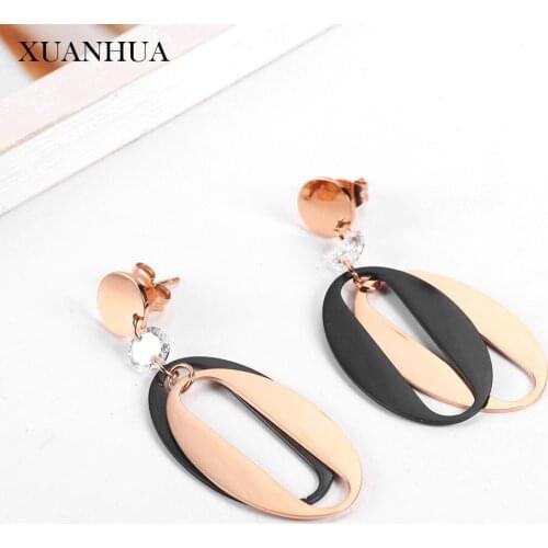 XUANHUA Stainless Steel Jewelry Woman Vogue 2019 Charm Rose Gold Drop Earrings Fine Jewelry Accessories Bohemian Mass Effect