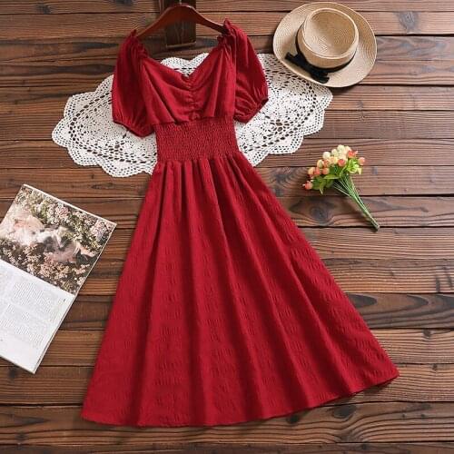 Mori girl vestidos new style square collar short sleeve women summe rmidi dress