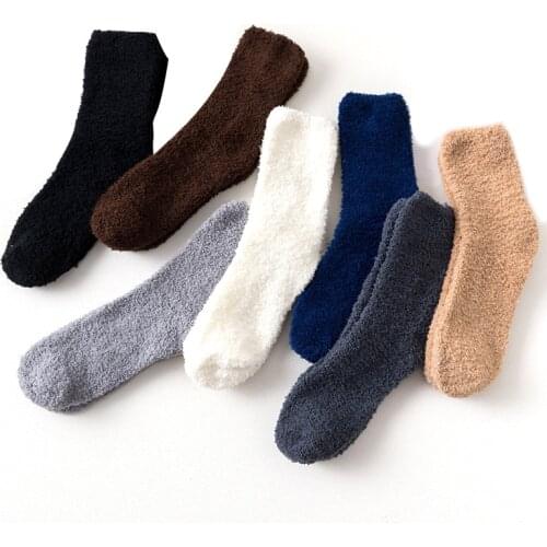Winter Thick Casual Women Men Socks Solid Thermo Warm Terry Socks Fuzzy Fluffy Short Terry Cotton Fuzzy Nylon Socks Male Gift