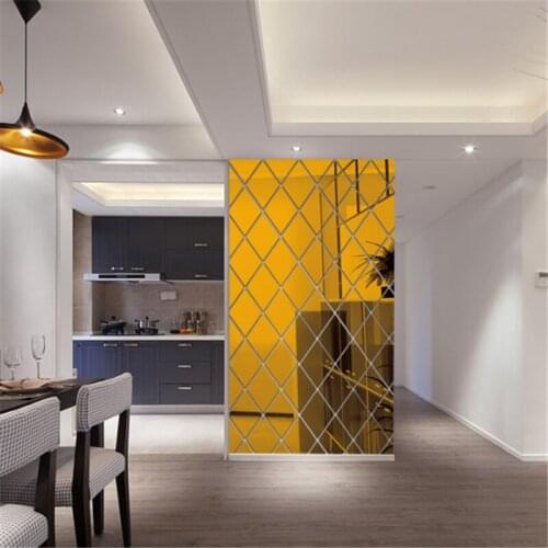 1PC Gold Silver Decoration Sticker Diamond Free Combination Acrylic Mirror Wall Sticker Living Room Bedroom TV Sofa Background