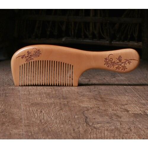 10pcs/lot Large padded peach comb anti-static wooden comb with a health handle wooden combs 17.8-5.5cm wholesale PJ102