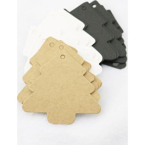 100 Piece/Box Christmas Tree Pattern Card Korea Style Cute Kraft Label Gift Cardboard Etiquette Paper Tag Kraft Labels MR0063