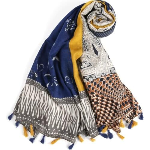 2021 Fashion Newest Printed Scarf Tassel Cotton Scarf Shawls Wraps Hijabs 3Colors 10pcs/lot