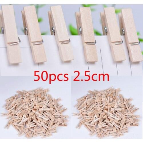 50 Pcs/lot Natural Mini Spring Wood Clips Clothes Photo Paper Peg Pin Clothespin Craft Clips Party Home Decoration Wholesale