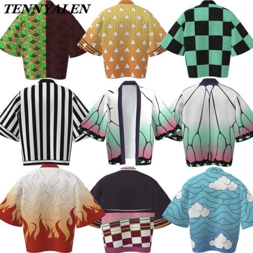 Anime Cosplay Demon Slayer Cosplay Costume Kamado Tanjirou COS Japanese Kimono Cloak Anime Peripheral Costume Adult Clothes