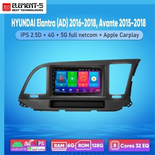 ELEMENT-5 7" 2G+32G Android 8,9,10 4G NET WIFI RDS DSP Car Radio For HYUNDAI Elantra (AD) 2016-2018, Avante, Navigation GPS HiFi
