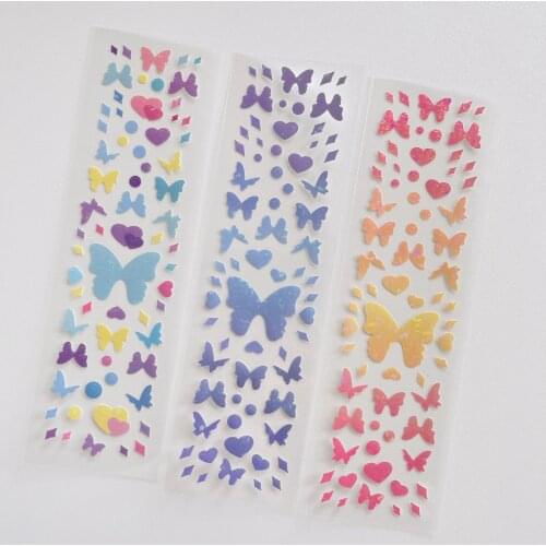 Butterfly laser sticker glitter PET non-marking sticker decoration goo card material DIY sticker