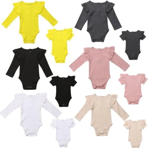 Baby Girl Bodysuits Hot Sale Newborn Clothing Solid Ruffle Knitted Bodysuits Baby Jumpsuit Toddler Girl Clothing Infant Bodysuit