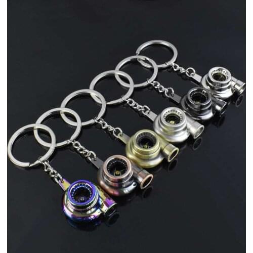 Mini Turbo Turbocharger Keychain Spinning Turbine Key Chain Ring Keyring Keyfob Car Keyring Car Interior Accessories