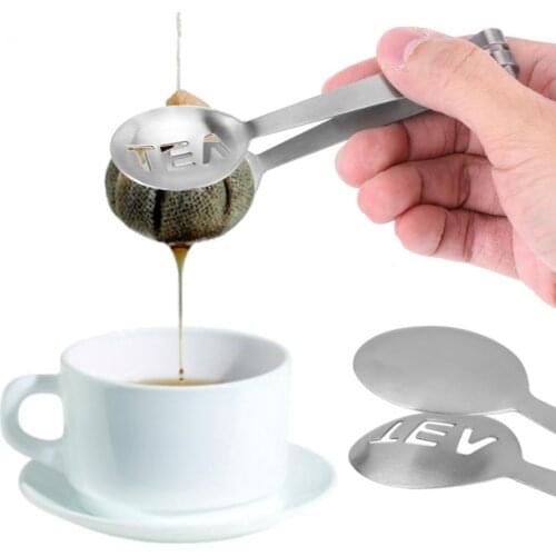 Stainless Steel Tea Clips Bag Tongs Squeezer Strainer Holder Grip Spoon Mini Sugar Tea Clip Strainer Kitchen Bar Tool
