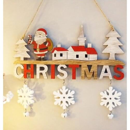 Wooden Door Sign Christmas Santa Claus Snowflakes Enhance Holiday Atmosphere Christmas Decor Front Door Hanging Festival Tools