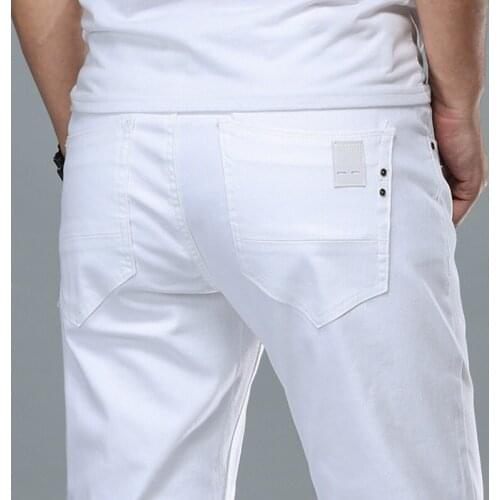 New Fashion Streetwear Soft White Denim Trousers Men Baggy Jeans Slim Fit Pants Classic Business Mens jeans