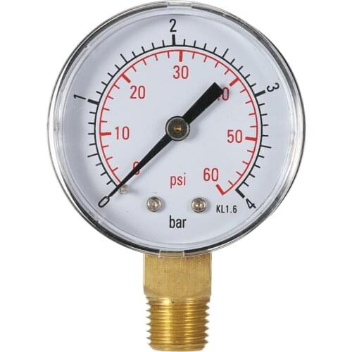Pool Spa Filter Water Pressure Gauge Mini 0-60 PSI 0-4 Bar Side Mount 1/4 Inch Pipe Thread NPT TS-50