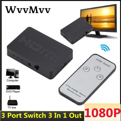 HDMI-compatible Splitter 3 Port Hub Box Auto Switch 3 In 1 Out Switcher 1080P Hd 1.4 Remote Control For Project Hdtv Xbox360 Ps3