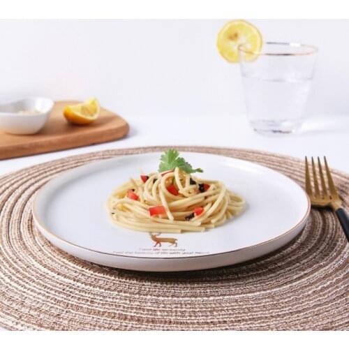 Ceramic Dish Simple Hand-Painted Phnom Penh Western Plate Household Fruit Ceramic Dish Nordic Bowl Dish & Plate Tableware Set