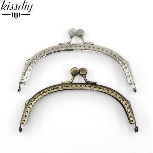 KISSDIY 10PCS 12.5CM Flat Round Head Metal Purse Frame Antique Bronze Silver Kiss Clasp Handle Hardware DIY Bag Accessory