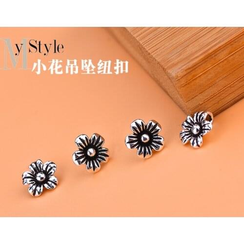 Handmade DIY jewelry material accessories Pendant 925 Sterling Silver Flower Button Pendant Taiyin Cool Fashion Pendant Pendant