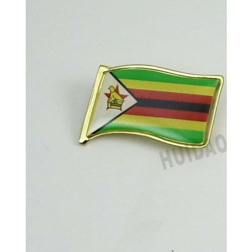 Metal Lapel Pins Zimbabwe flag badge pin with epoxy coated