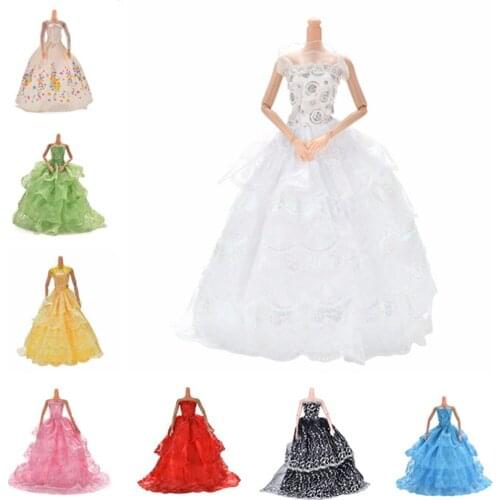 Multi Layers Floral Doll Dress Elegant Handmade Wedding princess Dress For Doll Clothes Clothing Dolls Accessories