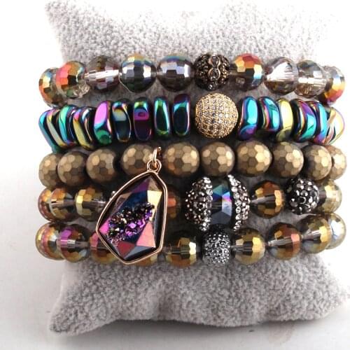 Fashion Jewelry Beautiful Multicolor / Brown Bracelet Set Glass / Natural Stone Beaded Bracelets