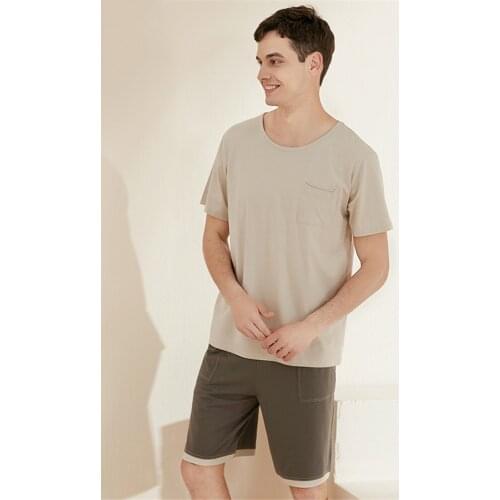 For Men Simple Sleepwear Set o-Neck Short Sleeved Pyjamas Pjs Male Modal Pijamas Suit Hot Sell Summer Loose Pajamas 2 Pieces