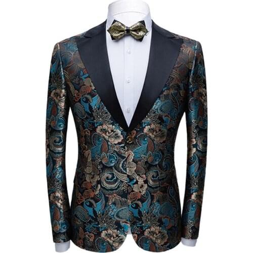 Spring Men Autumn Blazer Tuxedo Jacket New Fashion Peak Lapel One Button Stage Costume Banquet Business Party Prom Singer Host