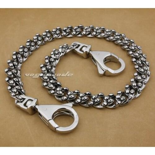 14" ~ 36" Stainless Steel Mens Huge Biker Rocker Punk Skull Wallet Chain 5Q012WC 3P7