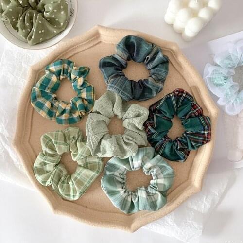 Soft Plaid Hair Scrunchies Girls Elastic Hair Band Ponytail Holder Hair Rubber Band Hair Accessories Hair Wear Headdress