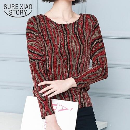 New Glitter Shirt Tops Fashion Elegant Shiny Sequin Blouse Tunic Women Blouses Red Golden Shine Womens Blouses Plus Size 15800