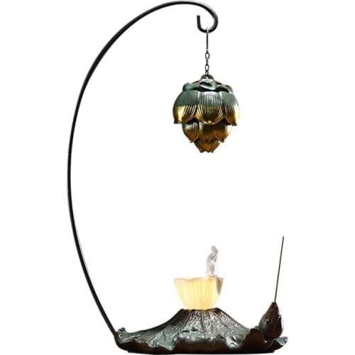 New Chinese Lotus Incense Burner Ornaments Hallway Living Room Study Desktop Accessories Sandalwood Agarwood Incense Burner