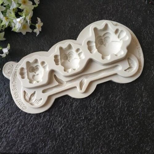 Adorable Owl Standing on the Branch Silicone Cake Border Decoration Molds