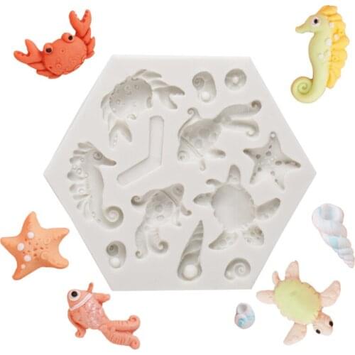 Ocean Series Crab & Hippocampus Silicone Mold Fondant Mould Cake Decorating Tools Chocolate Gumpaste Molds, Sugarcraft, Kitchen
