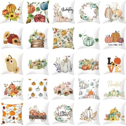 Autumn Pumkin Harvest Thanks Giving Day Cushion Cover Simple White Farmhouse Decor Pillows Sofa Couch Throw Pillows Decor Home
