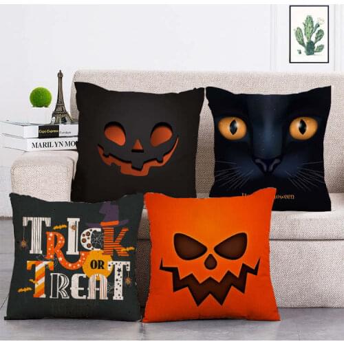 Ghost expression on Halloween print Cushion Cover Linen Throw Pillow Car Home Decoration Decorative Pillowcase T383