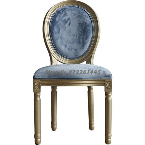 Ins style Nordic solid wood chair bedroom makeup chair light luxury creative fashion restaurant hotel golden flannel dining chai
