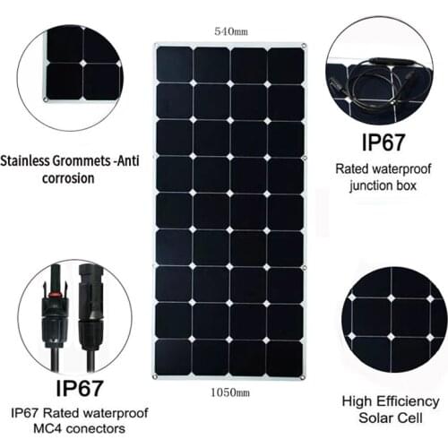 100W Sunpower Solar Cell New Energy PET Flexible Solar Panel 18V Rechargeable Car Solar Panel for Car Roof