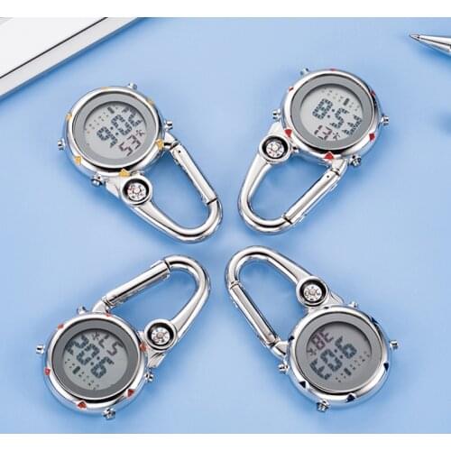 Outdoor Sport Hook Watches LED Alarm Multi-function Electronic Pocket Watch Men Women Chronograph Compass Military Waist Watches