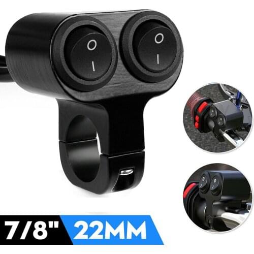 Motorcycle Handlebar Headlight Switch Spot Fog Light 7/8" Dual-Button On-Off Switch Waterproof for Motorcycle ATV