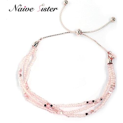 High Quality Multilayer Small Beads Bracelets for Women Girl Pink Color Resin Stone Charm Jewelry Pulsera Ethnic Lover Gift Boho