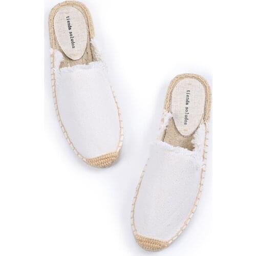 Tienda Soludos Womens Frayed Mule Canvas Rubber Solid Spring/autumn Women Slippers Fashion Slides Summer Sandals Plush Shoes