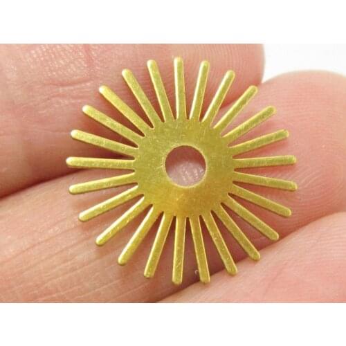 Brass charm Earrings findings Sun shaped 19.5x0.5mm Raw brass flower components -10pcs R1317