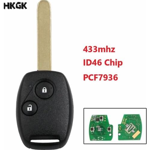 2 Buttons Remote Key Fob 433MHz With ID46/PCF7936 Chip for Honda Civic CRV Jazz HRV keys