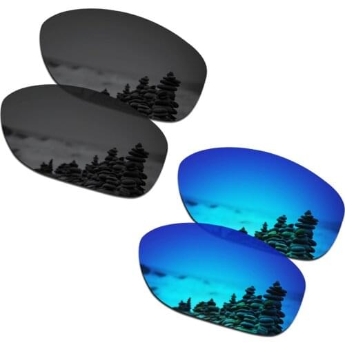 SmartVLT 2 Pairs Polarized Sunglasses Replacement Lenses for Oakley Shes Unstoppable Stealth Black and Ice Blue