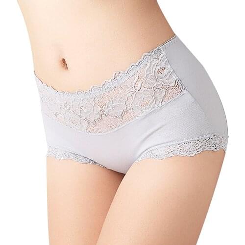 3/5PCS High Waist Pure Cotton Panties Sexy Breathable Lace Seamless Underwear Antibacterial Briefs Lingerie Women