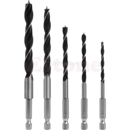 5pcs Drill Bit 1/4" Hex Shank Wood HCS Drill Bit Set 4 5 6 8 10mm Quick Change Metal Tools