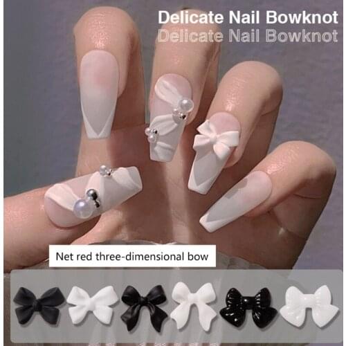 Q1FB 50pcs Classic Bow DIY Nail Art Jewelry Manicure Accessories 3D Bowknot Decorations for Phones Glasses Body Art Shoes