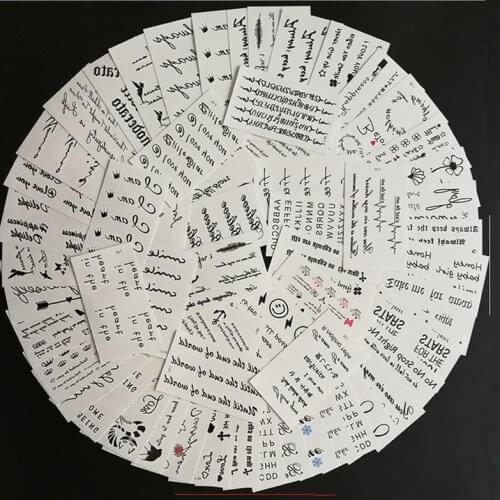 60pcs/set Temporary Tattoo Sticker Sexy Letters Words Arabic Fake Tattoo Long Lasting Waterproof Tatuajes Temporales Men Women