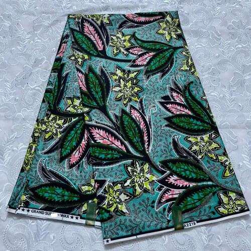 African Grand Glitter Glam Wax Fabric Best Quality Golden Print Ankara Wrap Tissu 100%Cotton Material For Wedding Dress 6Yards